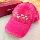 Daisy Darling – Hand-Embroidered Floral Pink Cap