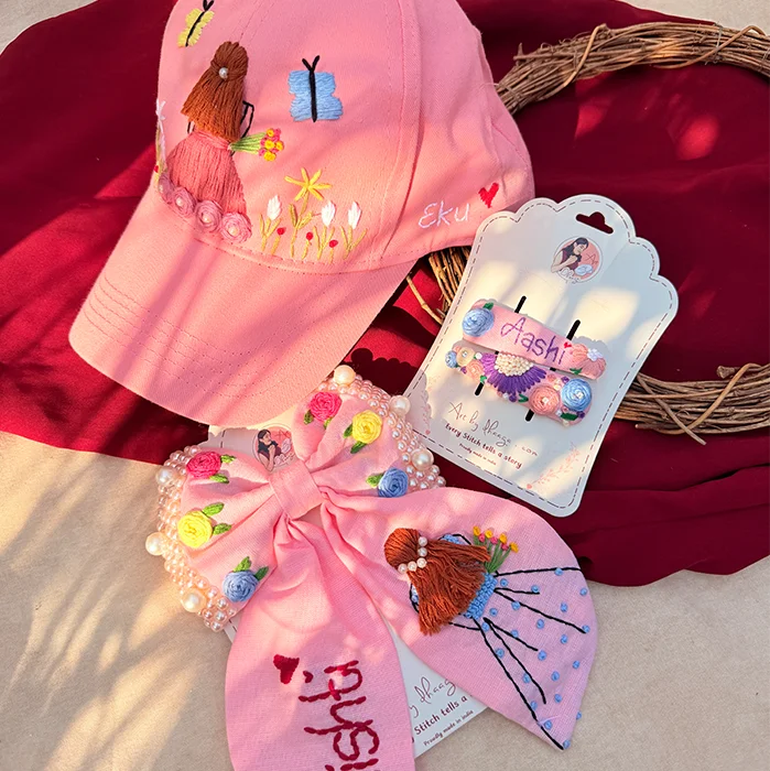 Pink Fairytale Personalized Embroidered Gift Hamper