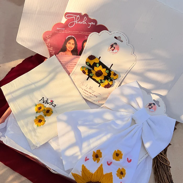 Sunflower Dreams Personalized Hand-Embroidered Gift Hamper