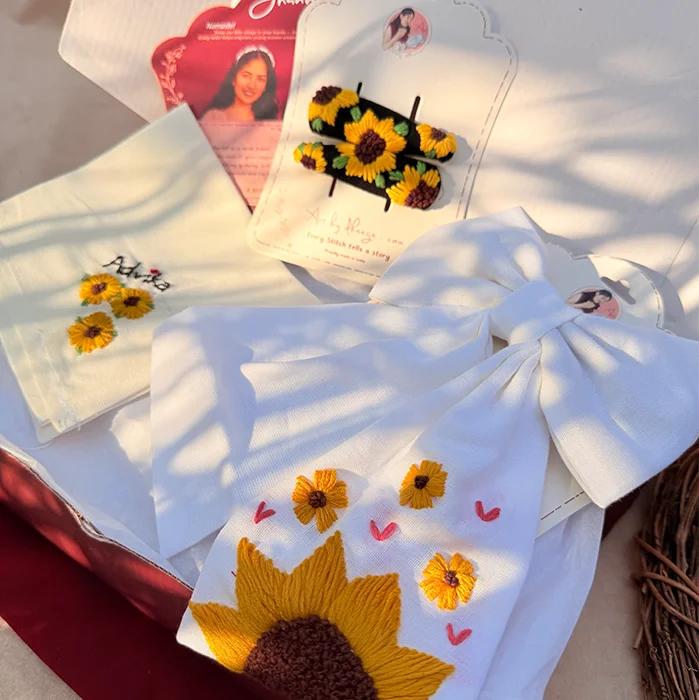 Sunflower Dreams Personalized Hand-Embroidered Gift Hamper