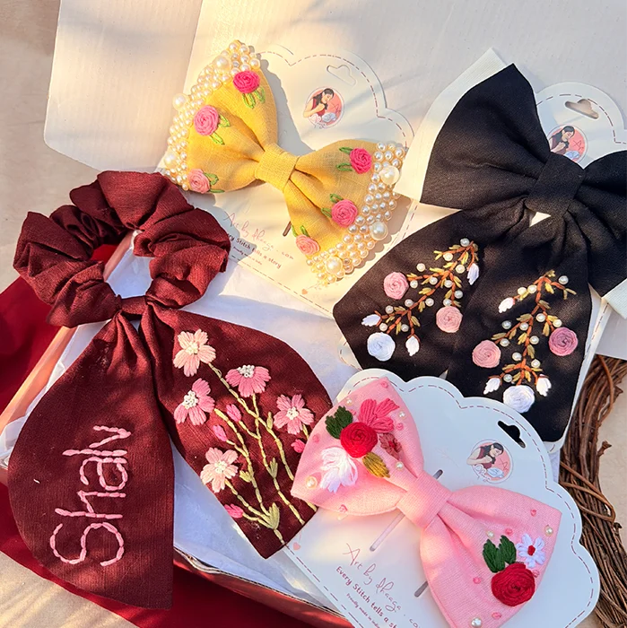 Rosé Royale Personalized Hand-Embroidered Hair Accessory Hamper