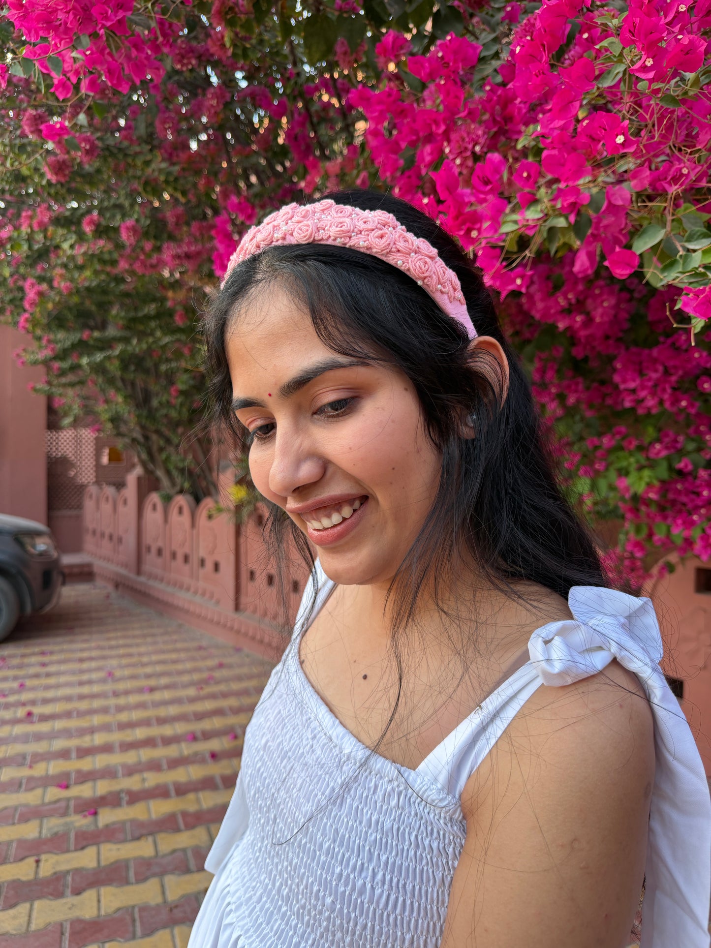 Gulabi Gulistan Hand Embroidered Headband