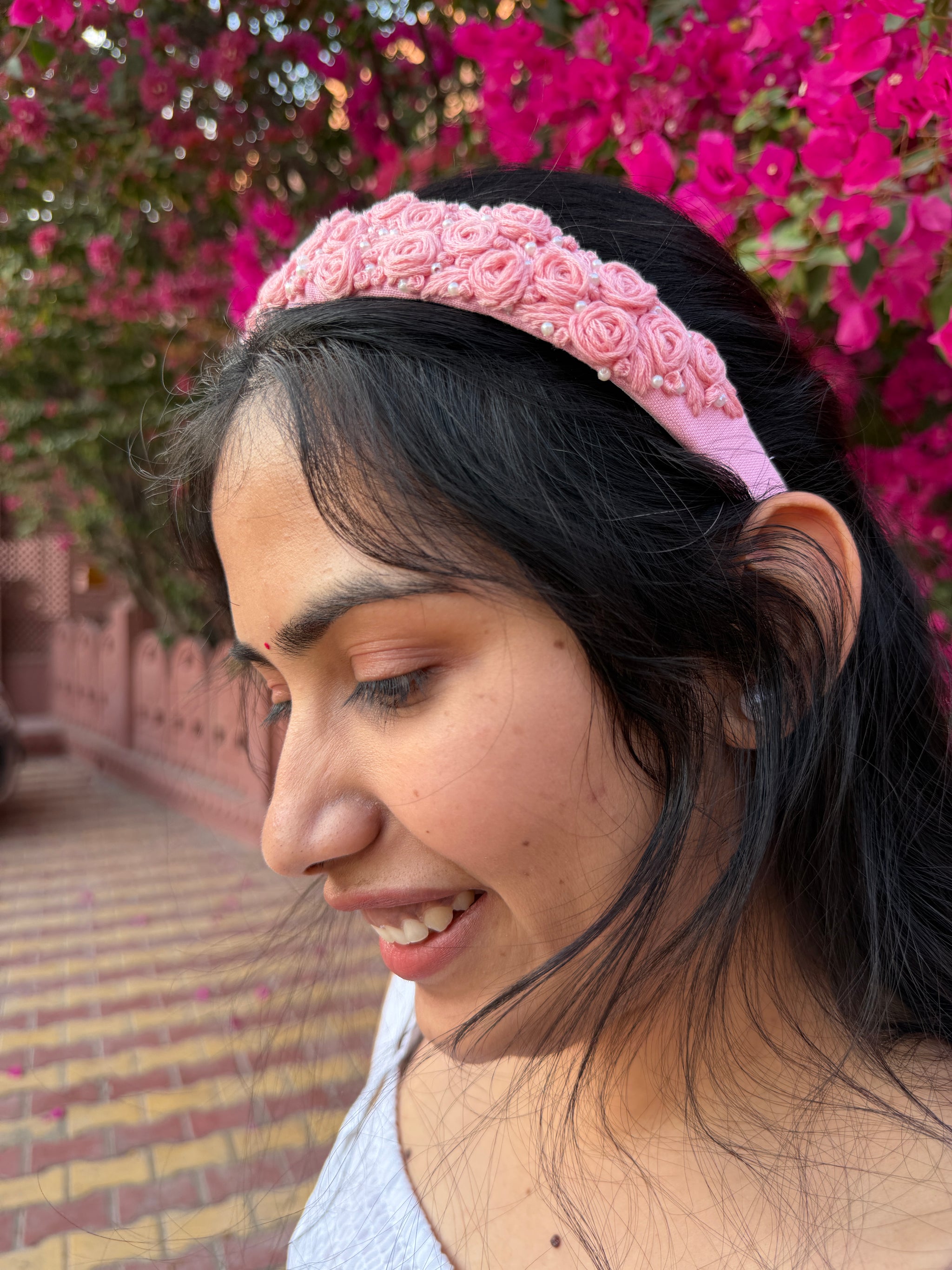 Gulabi Gulistan Hand Embroidered Headband