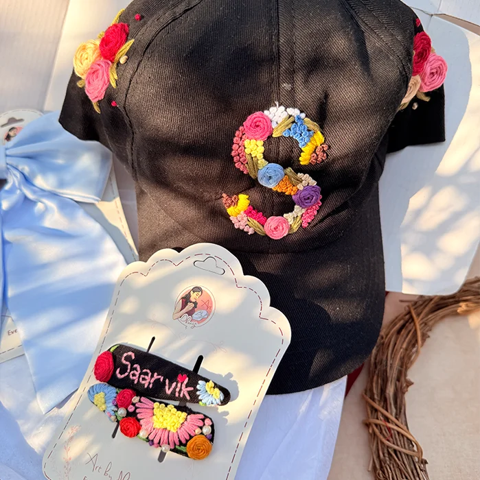 The Signature Style Personalized Embroidered Cap & Hair Accessory Hamper