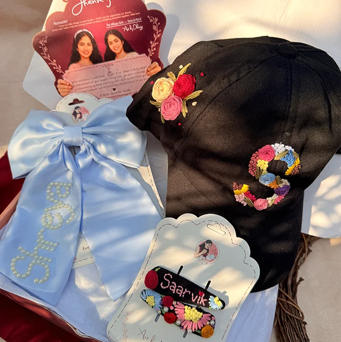 The Signature Style Personalized Embroidered Cap & Hair Accessory Hamper
