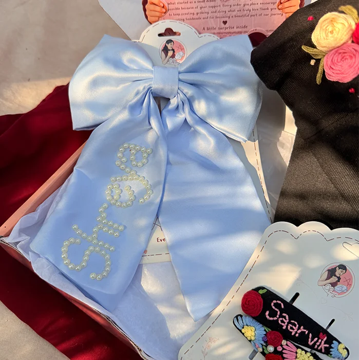The Signature Style Personalized Embroidered Cap & Hair Accessory Hamper