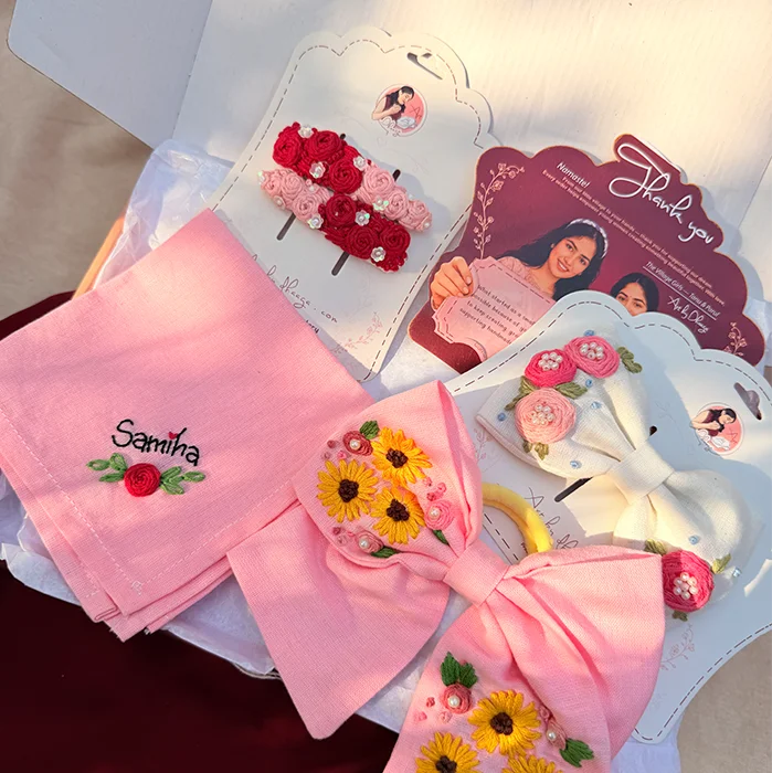 Petals of Love Personalized Hand-Embroidered Gift Hamper