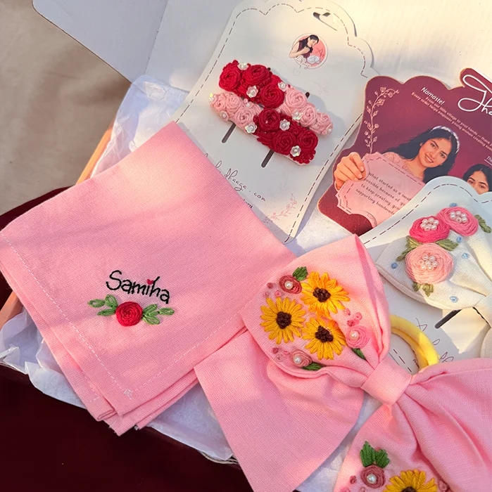 Petals of Love Personalized Hand-Embroidered Gift Hamper