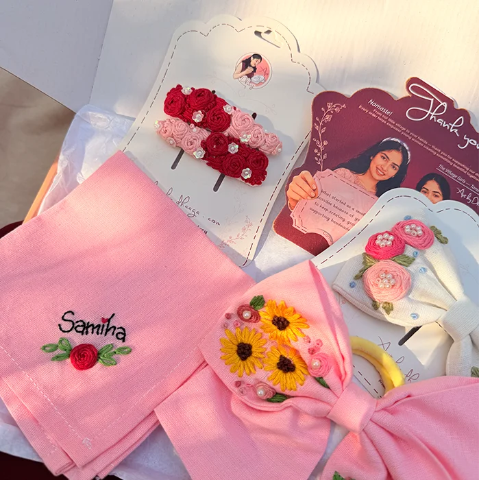 Petals of Love Personalized Hand-Embroidered Gift Hamper