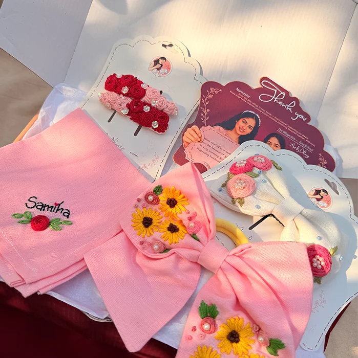 Petals of Love Personalized Hand-Embroidered Gift Hamper