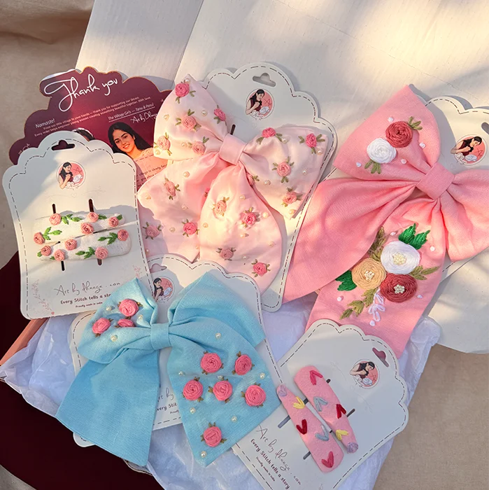 Petals in Pastels Floral Embroidered Hair Accessory Hamper