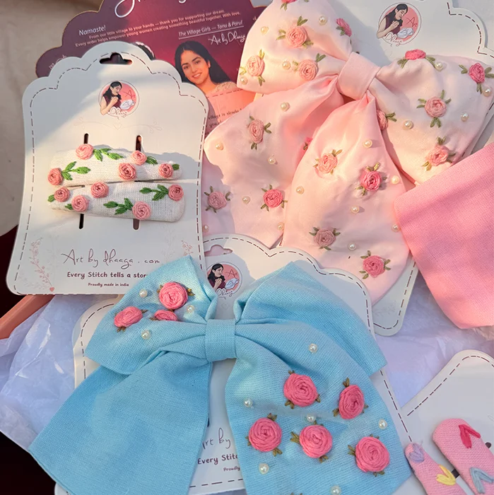 Petals in Pastels Floral Embroidered Hair Accessory Hamper