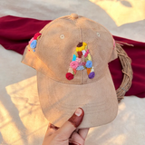 Café Bloom Hand-Embroidered Floral Cap