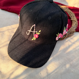 Lunar Bloom – Personalised Hand-Embroidered Floral Cap