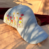 Springtime Bliss Hand-Embroidered Floral Cap