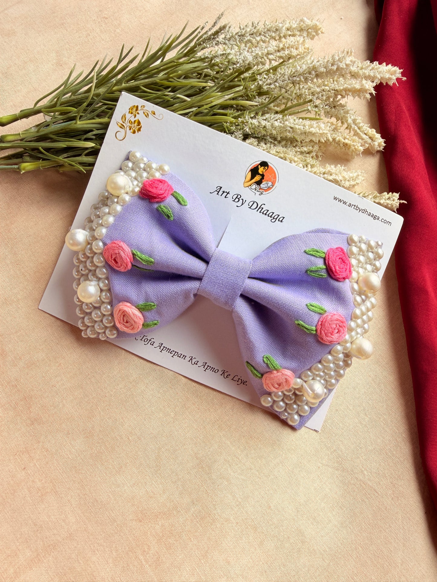 Floral levender Noor Mini Pearl Bow