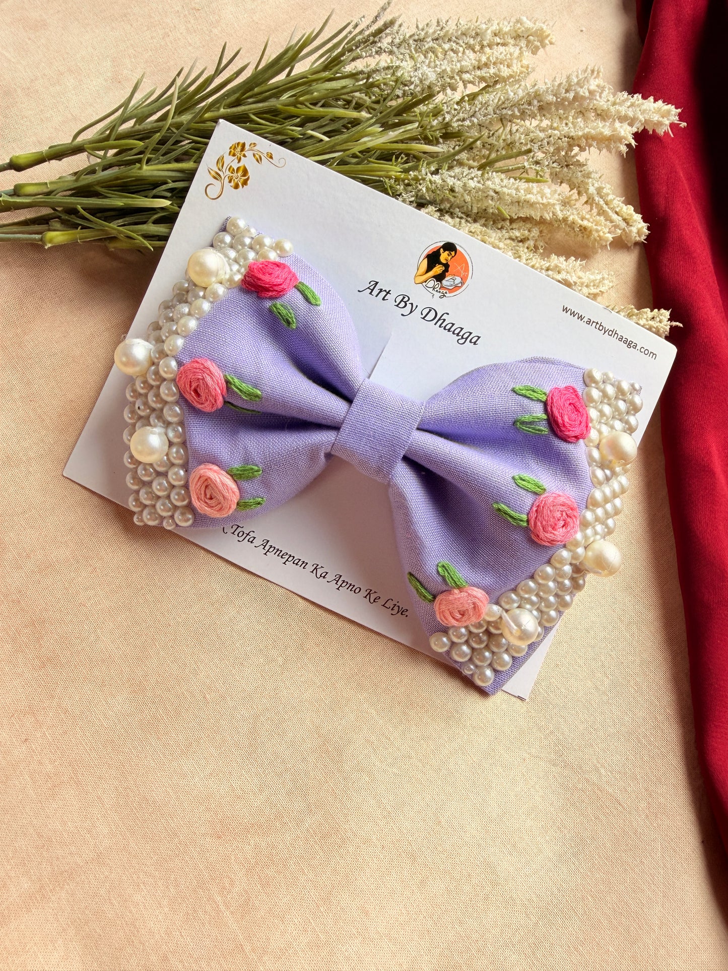 Floral levender Noor Mini Pearl Bow
