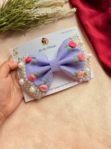 Floral levender Noor Mini Pearl Bow