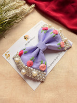 Floral levender Noor Mini Pearl Bow