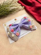 Floral levender Noor Mini Pearl Bow