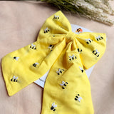 Honey Bee Yellow Hand Embroidered Bow Hair Clip