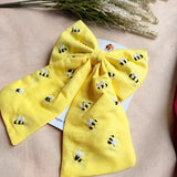 Honey Bee Yellow Hand Embroidered Bow Hair Clip