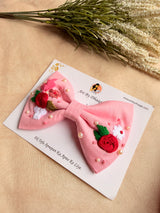 Cotton Candy Charm Hand Embroidered Floral Bow Hair Clip