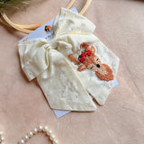 Raindear Hand Embroidered Bow Hair Clip – Ivory