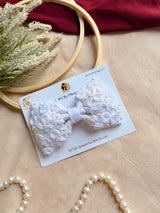 mini floral white bow