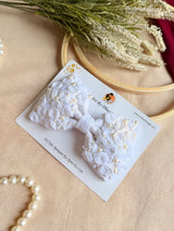mini floral white bow