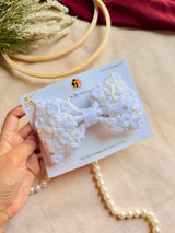 mini floral white bow