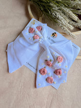 Baby Bloom White Hand Embroidered Floral Bow Hair Clip