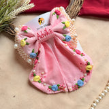 Gulnaar Hand Embroidered Personalized Floral Bow Hair Clip – Pink