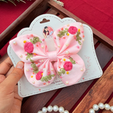 Baby Butterfly – Hand Embroidered Pink Floral Bow Hair Accessory