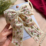 Meera Hand Embroidered Floral Bow Hair Clip