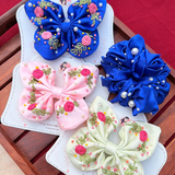 Butterfly Hamper – Hand Embroidered Floral Bows & Pearl Scrunchie Gift Set