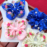 Butterfly Hamper – Hand Embroidered Floral Bows & Pearl Scrunchie Gift Set