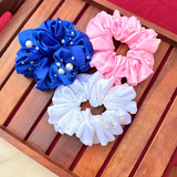 Pearl Trio – Set of 3 Handmade Pearl Embellished Scrunchies