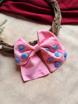 Baby Bloom Pink Hand Embroidered Bow Hair Clip