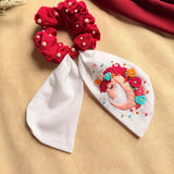 Unicorn Embroidered Pearl Scrunchie Bow