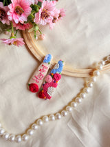 Personalized Name Hand Embroidered Beige Tic-Tac Hair Clips