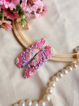 Inchanted Lavender Hand Embroidered Tic-Tac Hair Clips