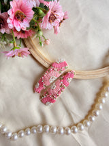 Inchanted Beige Hand Embroidered Tic-Tac Hair Clips