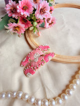 Inchanted Beige Hand Embroidered Tic-Tac Hair Clips