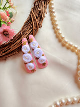 Niya Pink Hand Embroidered Floral Tic-Tac Hair Clips
