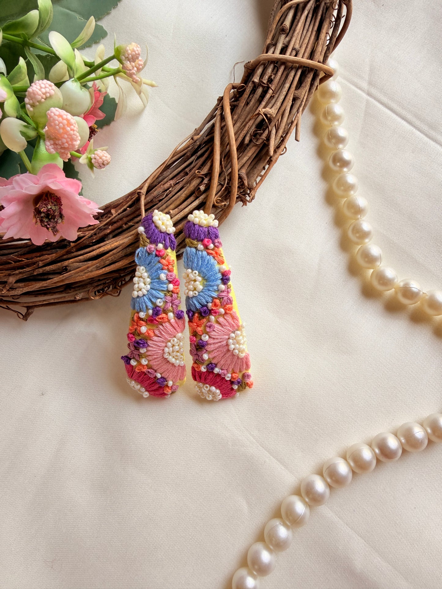A Dream Petal Hand Embroidered Tic-Tac Hair Clips