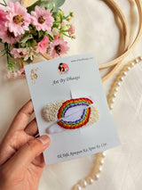 Rainbow Hand Embroidered Tic-Tac Hair Clips with Pearl Detailing