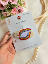 Rainbow Hand Embroidered Tic-Tac Hair Clips with Pearl Detailing