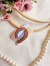 Rainbow Hand Embroidered Tic-Tac Hair Clips with Pearl Detailing
