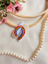 Rainbow Hand Embroidered Tic-Tac Hair Clips with Pearl Detailing